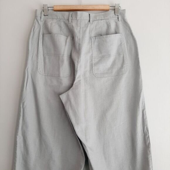 JESSICA / Linen Cotton Blend High Waist Trouser Dress Pants Light Gray Sz 14 - Picture 7 of 10